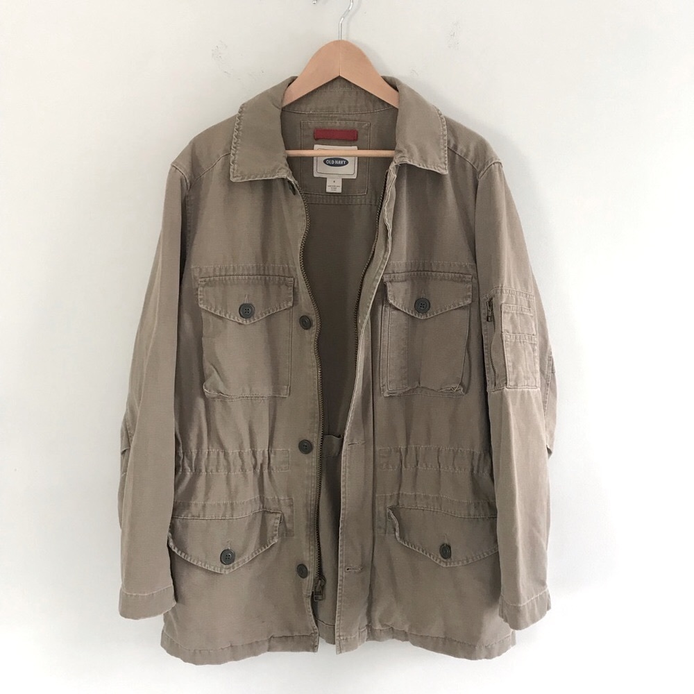 Old Navy•Men’s Khaki Sueded Canvas Field/Cargo Coat Size Small